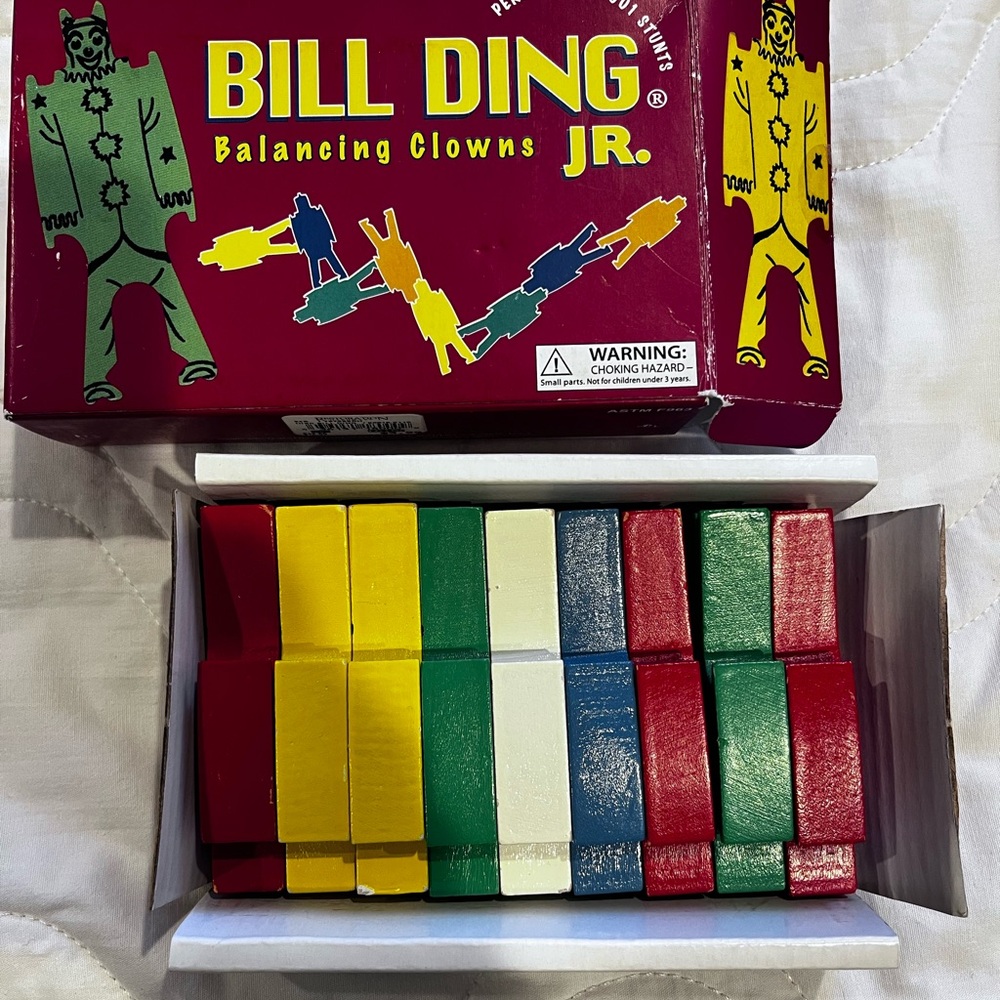 Bill Ding Jr. Balancing Clowns Set #1 in box EUC wood figures stacking balancing